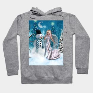 In the winter landscape, the snowman with ice fairy Hoodie